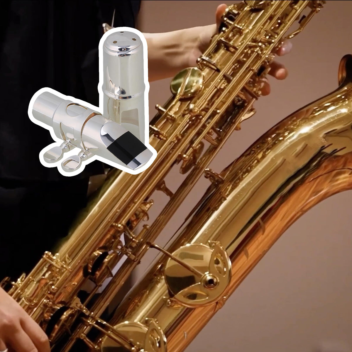 Silver Brass Alto Saxophone Mouthpiece with Cap Ligature Q91610