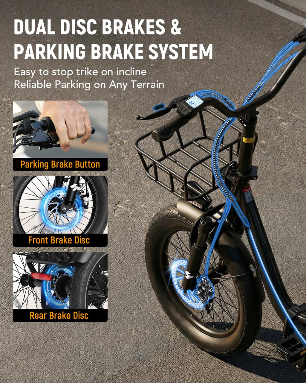 1200W Folding 3 Wheel Electric Trike Bike Y164430