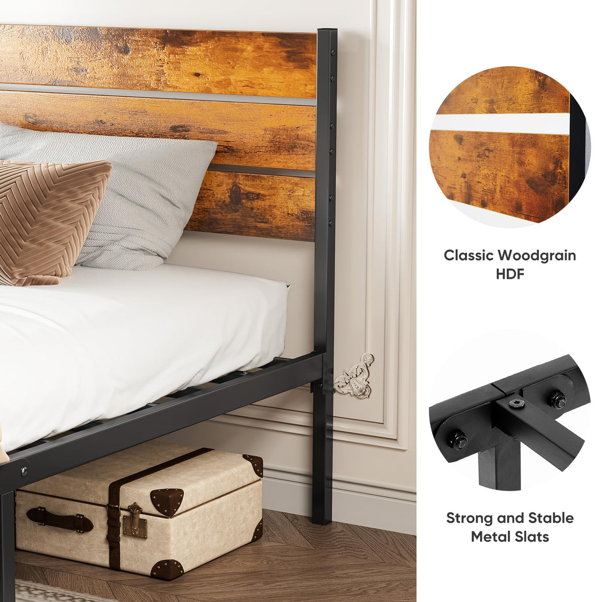 Twin Wood Bed Frame with Headboard G4100