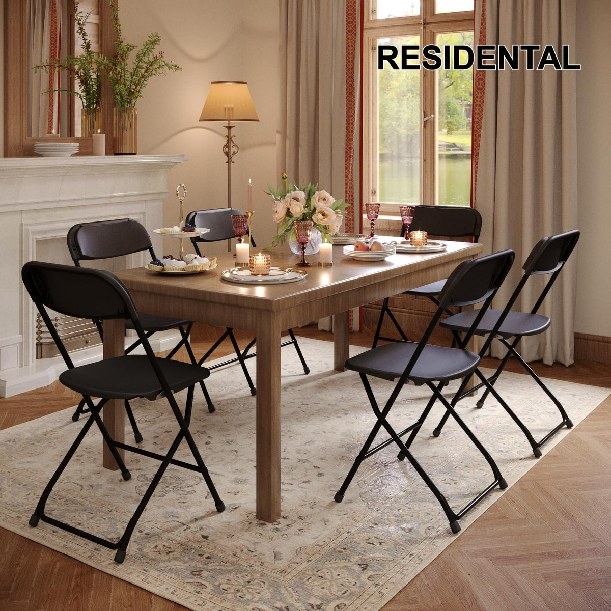 Black Plastic Folding Chairs, 10 Pack C6156