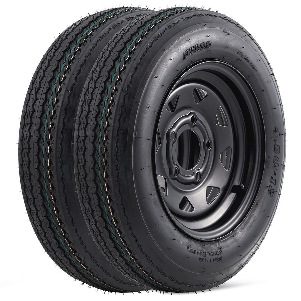 4.80-12 Trailer Tires with 12 in Rims, 2 Pack Q63303