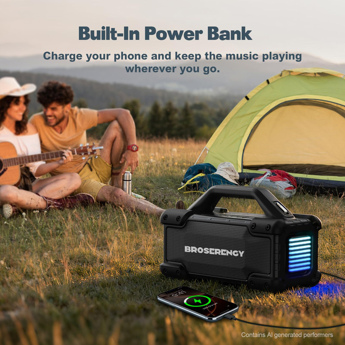 Black Portable Water Resistant Bluetooth Speaker H654