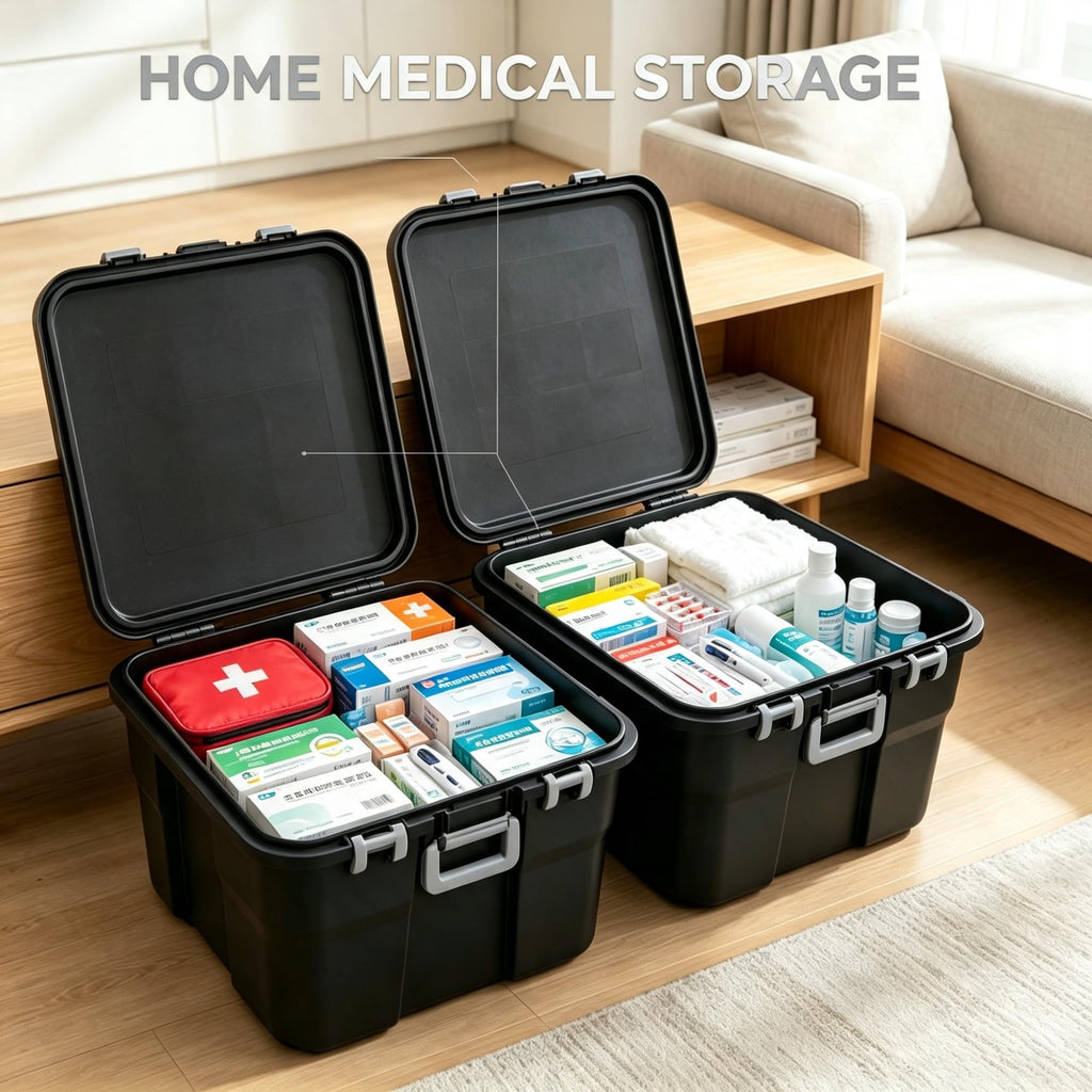2 Pack 22 Gallon Black Wheeled Lockable Plastic Storage Trunk N799924