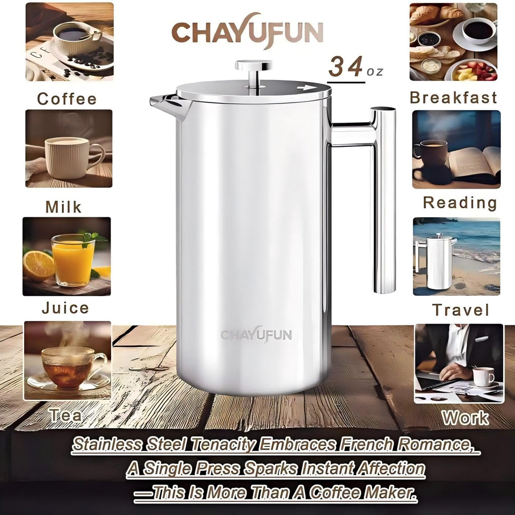 Stainless Steel French Press Coffee Maker 34oz R2274