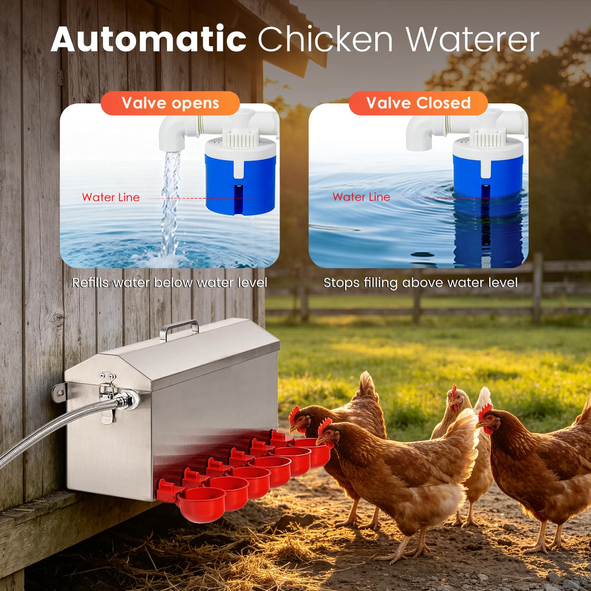 1.5 Gallon Metal Automatic Chicken Waterer E234
