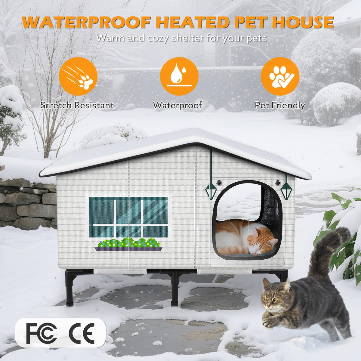 Weatherproof Heated Insulated Cat House Y689787