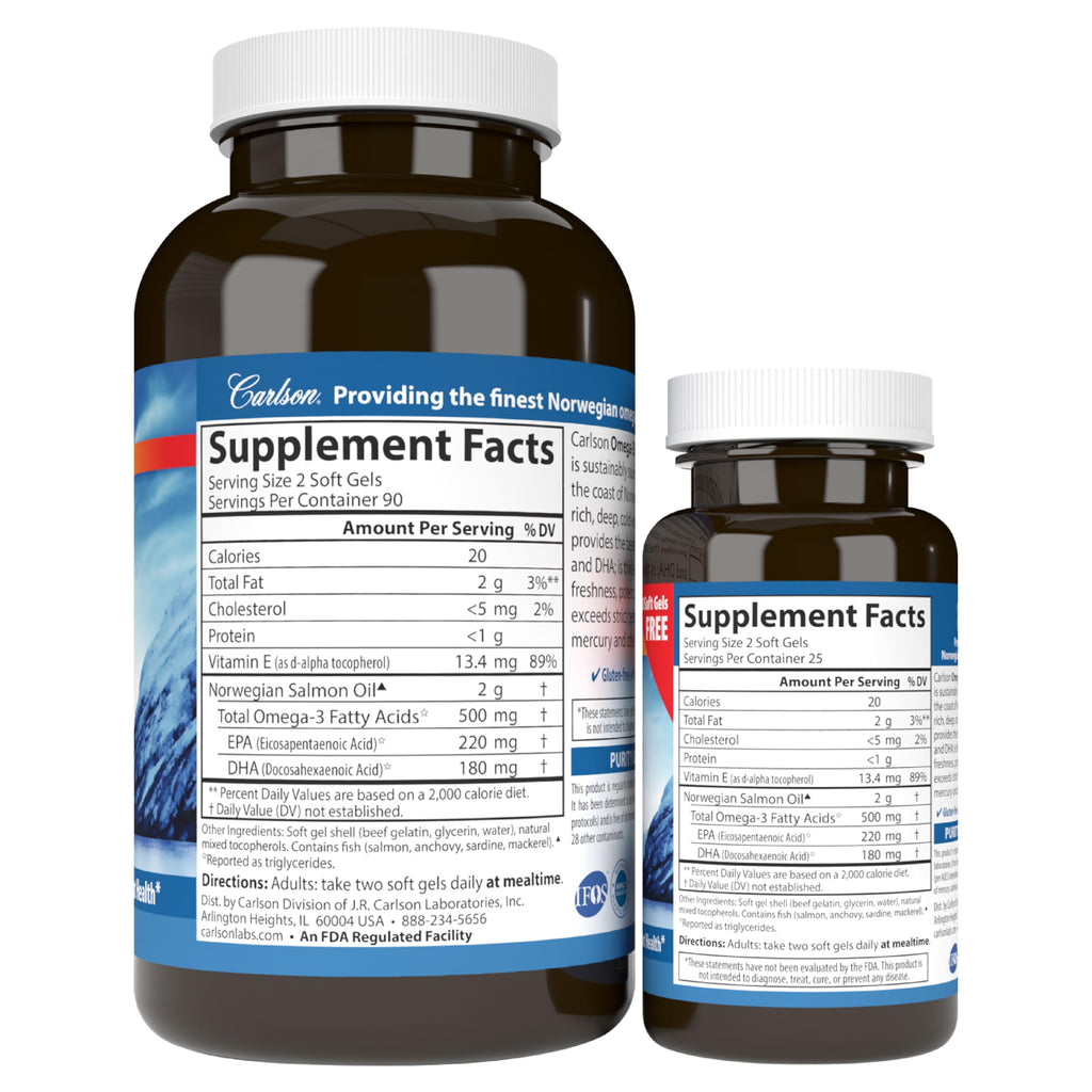 Salmon Oil 500 mg Omega-3s 180 + 50 Softgels F90830