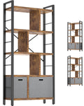 5 Tier Rustic Brown Bookshelf with Drawers D941255