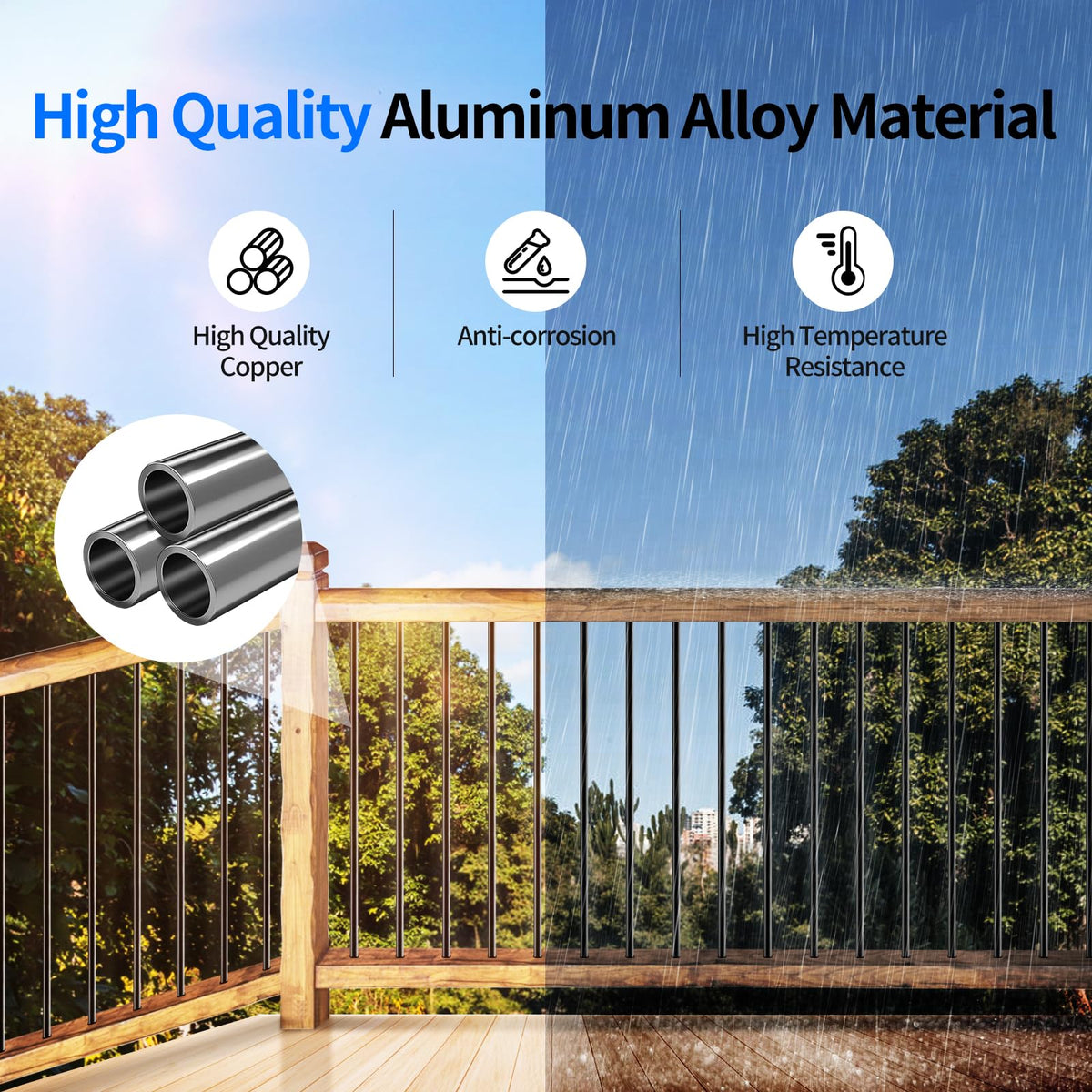 101 Pack 26" x 3/4" Black Round Aluminum Balusters C6969