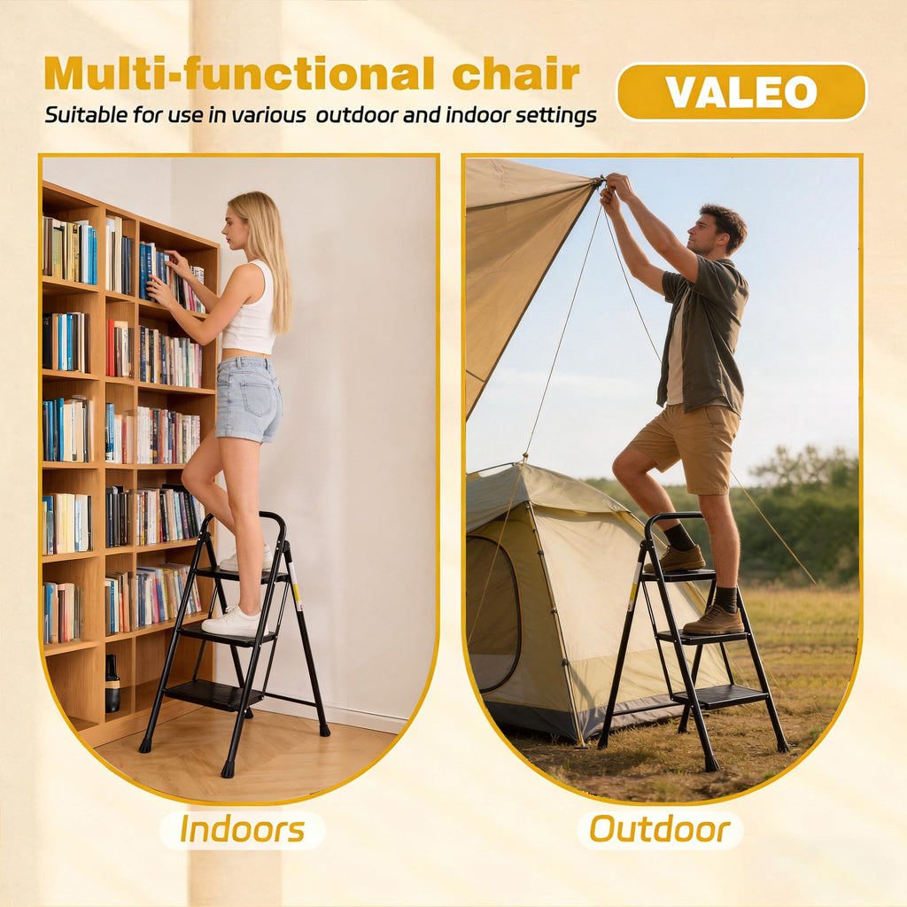 3 Step Folding Ladder with Anti-Slip Pedal E726737