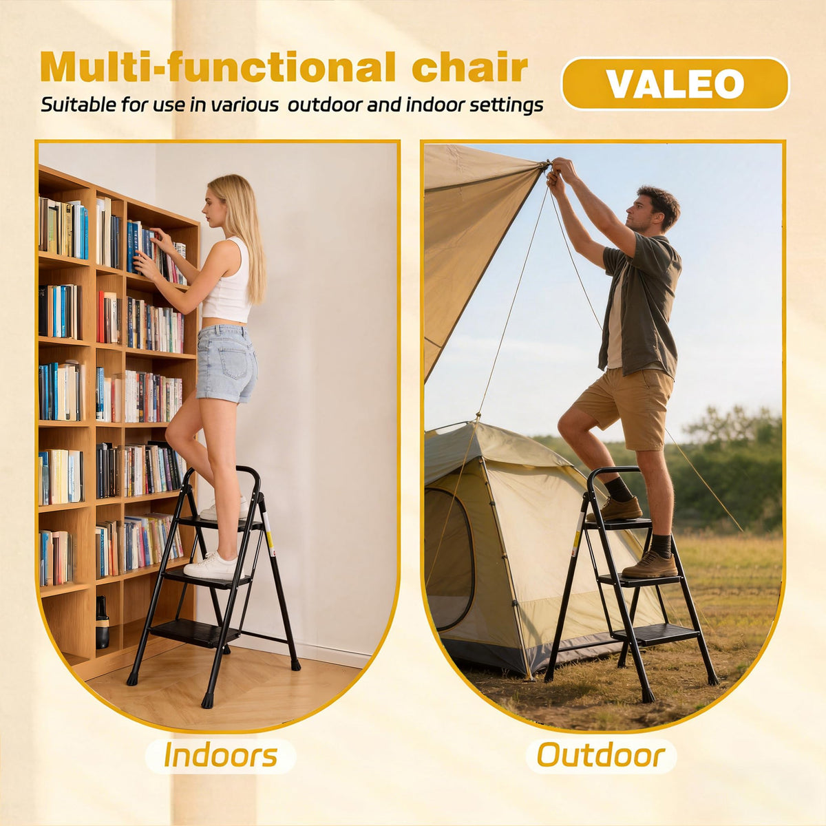 3 Step Folding Ladder with Anti-Slip Pedal E726737