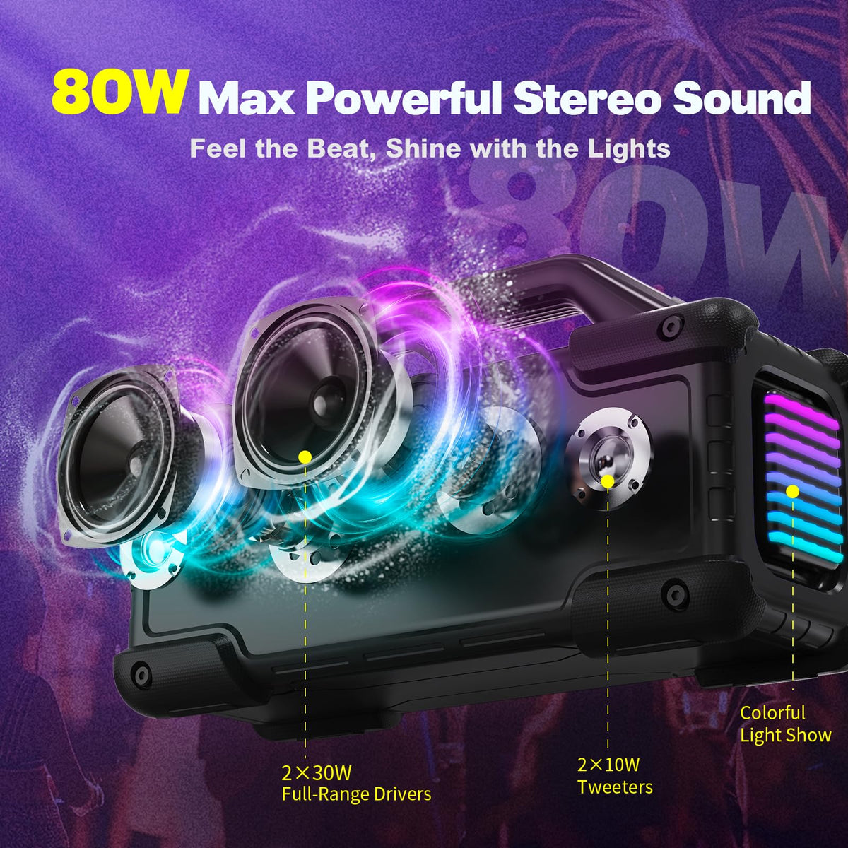 Black Portable Water Resistant Bluetooth Speaker H654