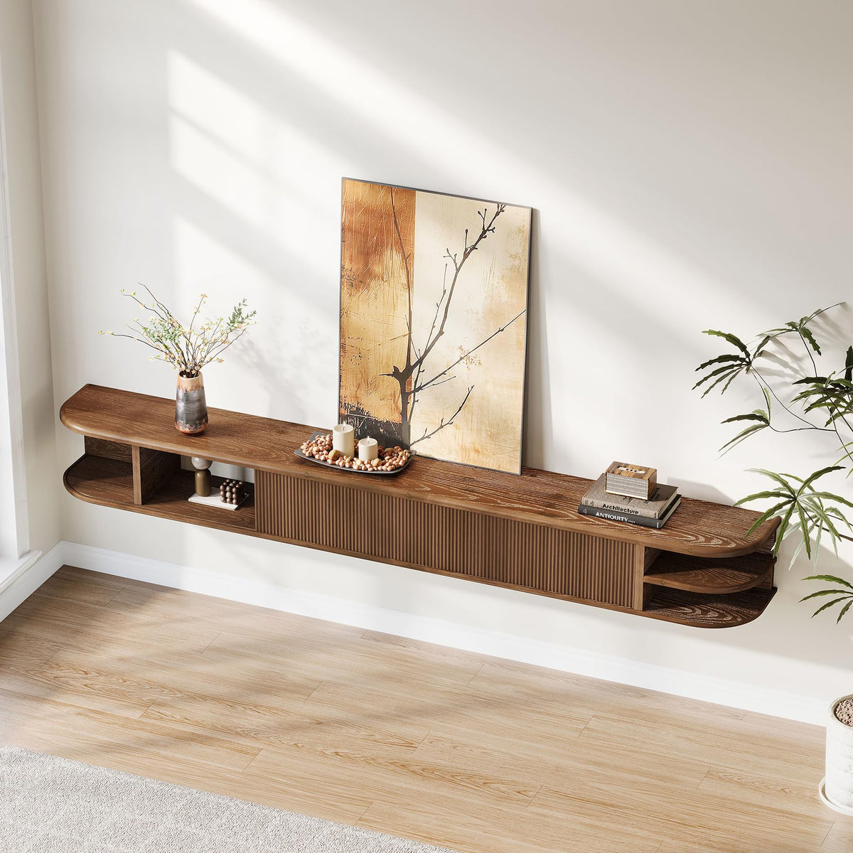 71" Solid Wood Floating TV Stand F5374