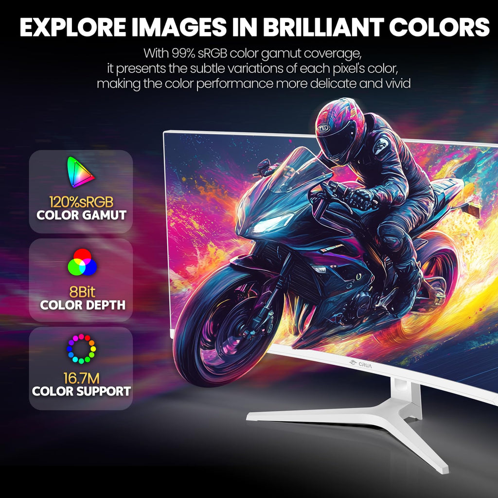 34" White Curved Gaming Monitor Y21002