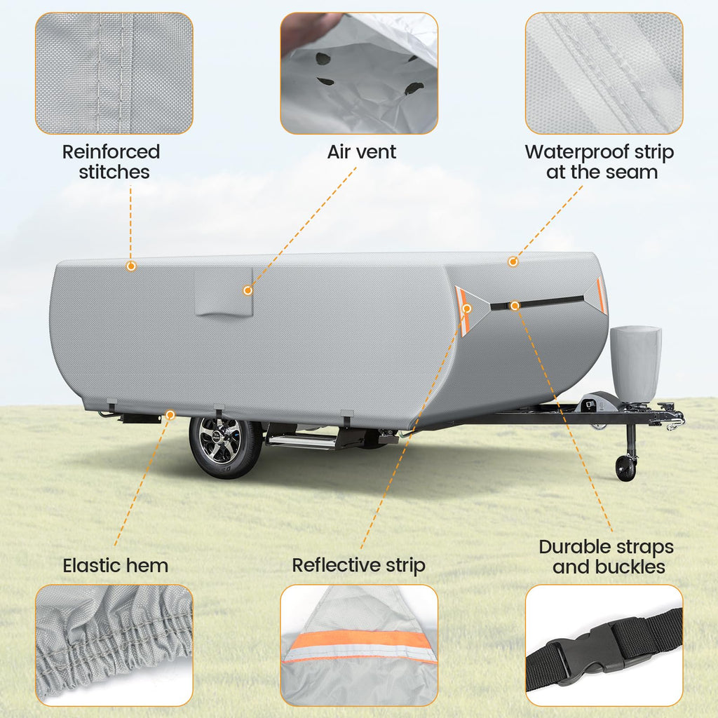 7 Layers Ripstop Waterproof Pop Up Camper Cover Fits 14' - 16' Trailers U4264
