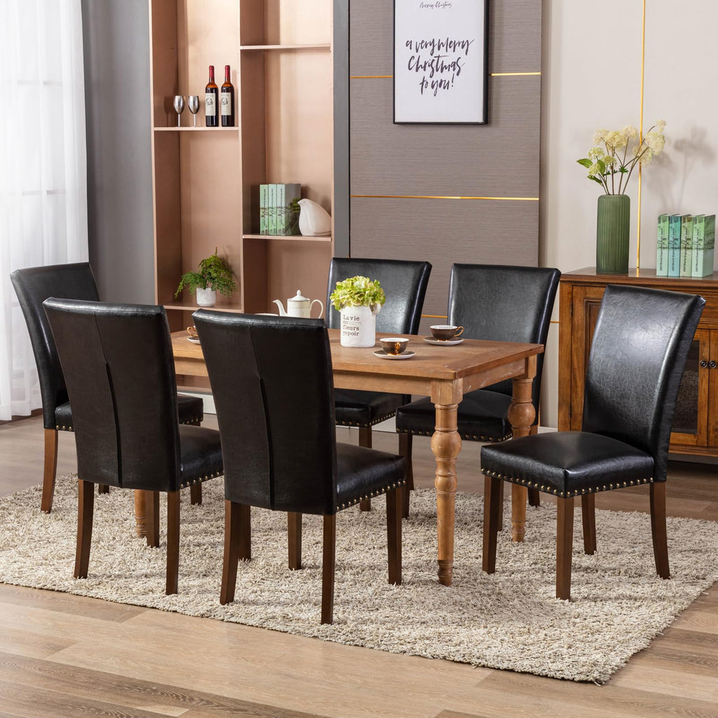 High Back Upholstered Dining Chairs Set of 2 Black L875