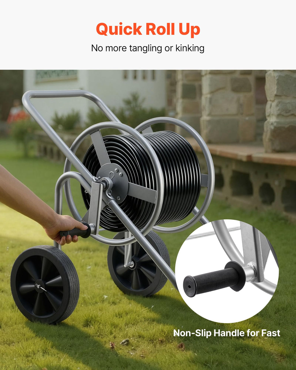 200/300 ft Garden Hose Reel Cart with Two Wheels T988