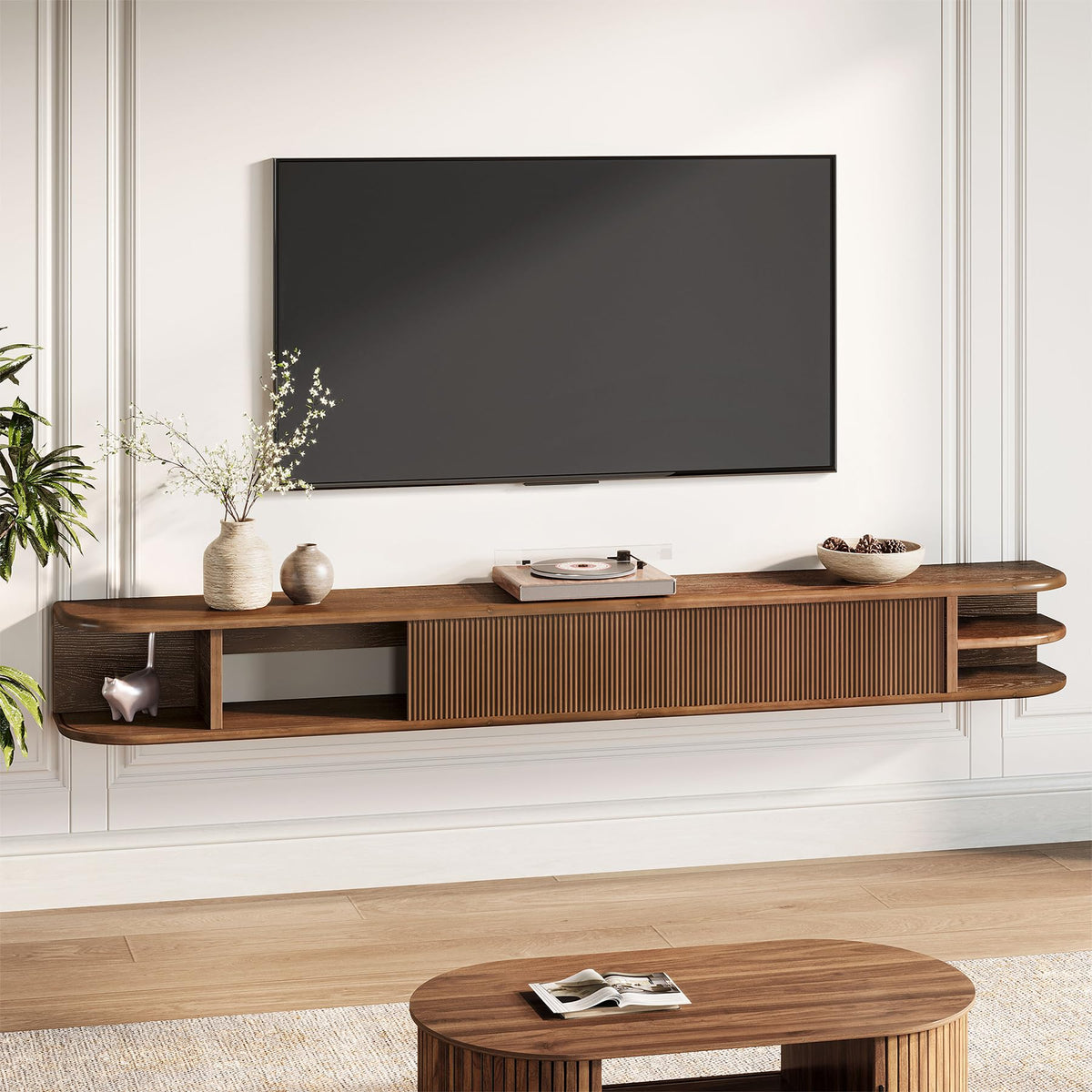 71" Solid Wood Floating TV Stand F5374