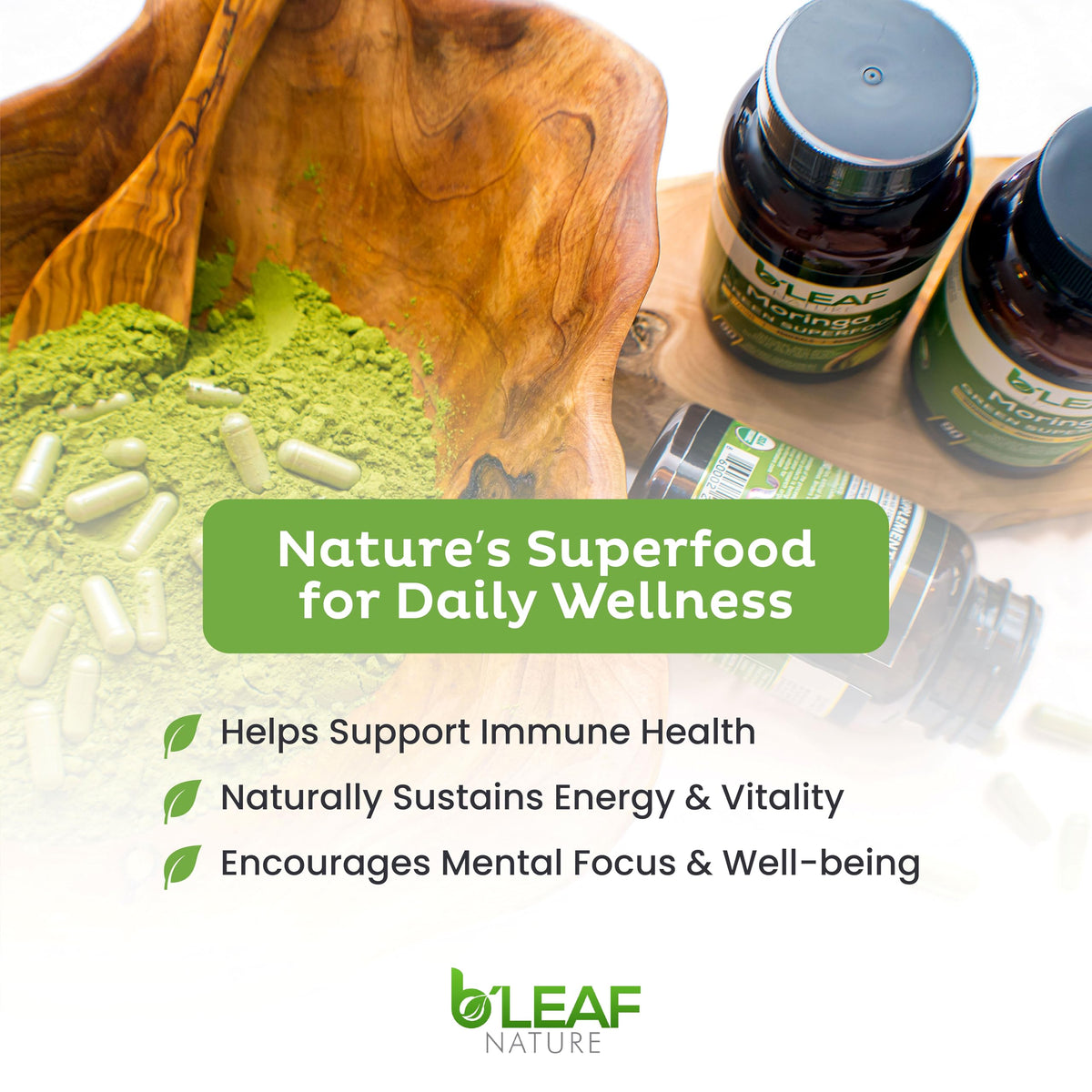 Moringa Leaf Vegan Capsules 1000mg 180 Count O11555