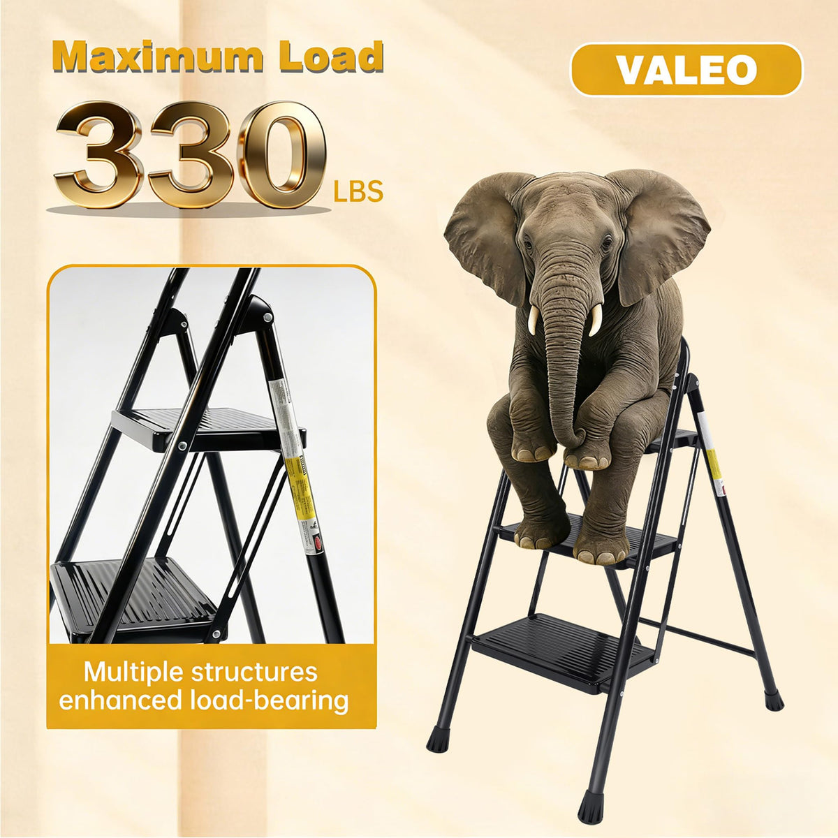 3 Step Folding Ladder with Anti-Slip Pedal E726737