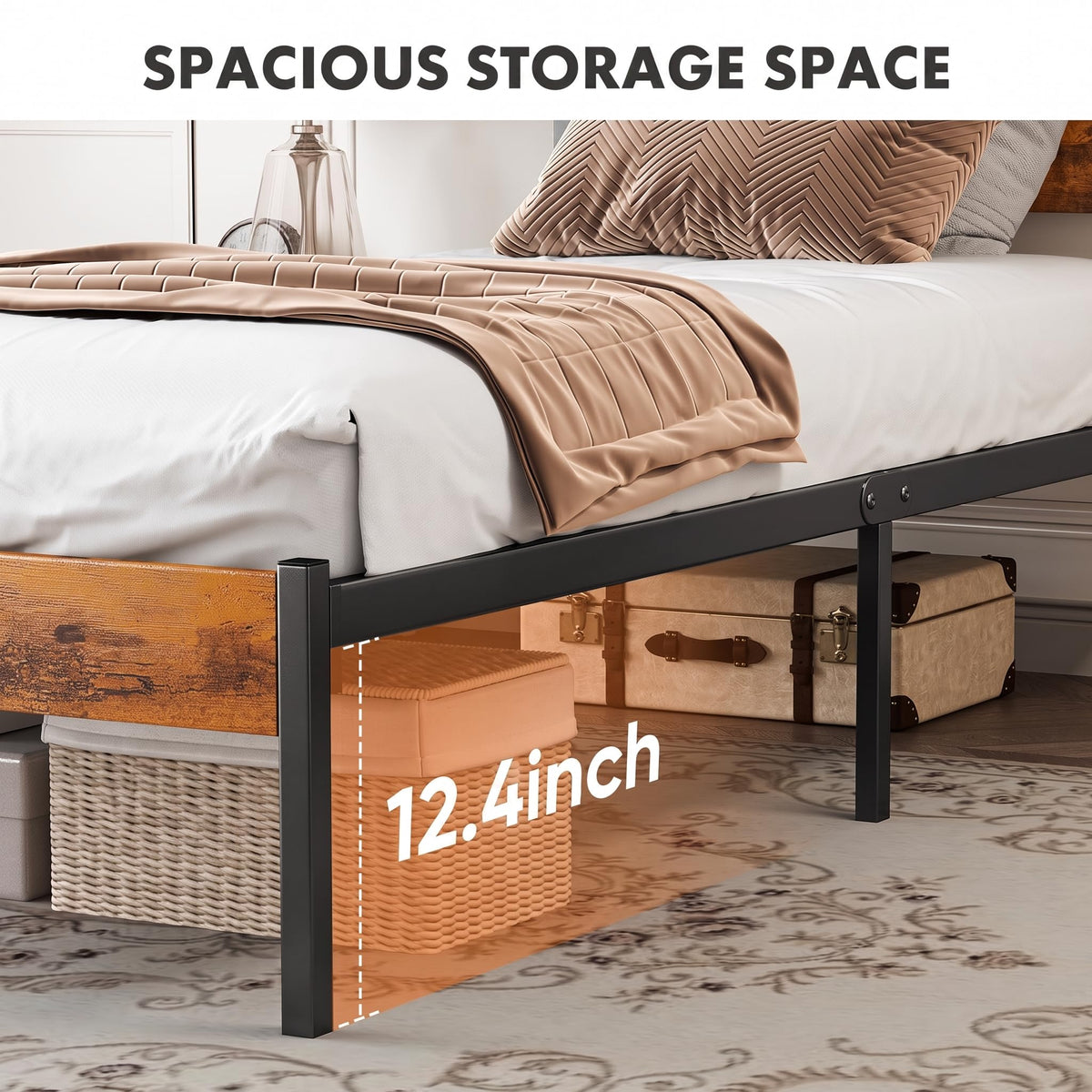 Twin Wood Bed Frame with Headboard G4100