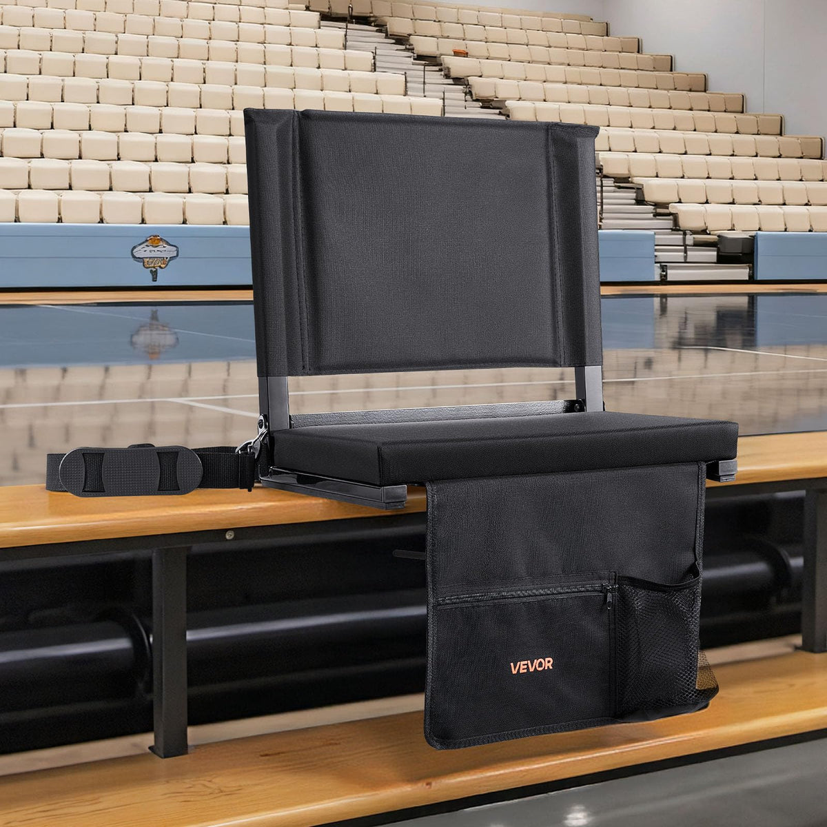 Folding Bleacher Seat with Back Support and Cushion P57180