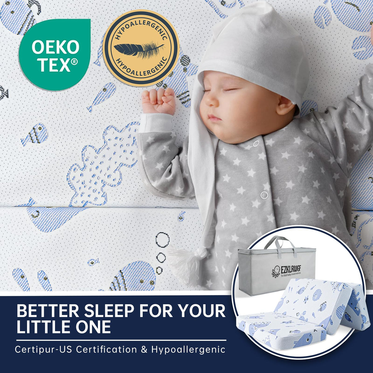 Dual-Sided Memory Foam Trifold Pack and Play Mattress J2928