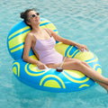 Blue Yellow Inflatable Pool Float Lounger K849