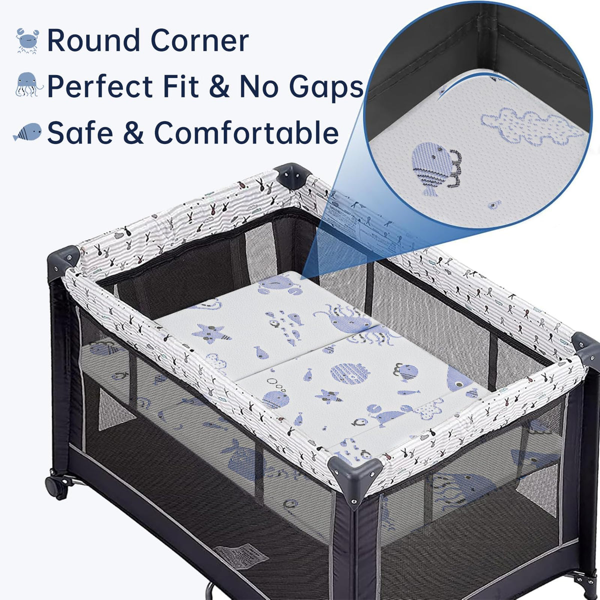 Dual-Sided Memory Foam Trifold Pack and Play Mattress J2928