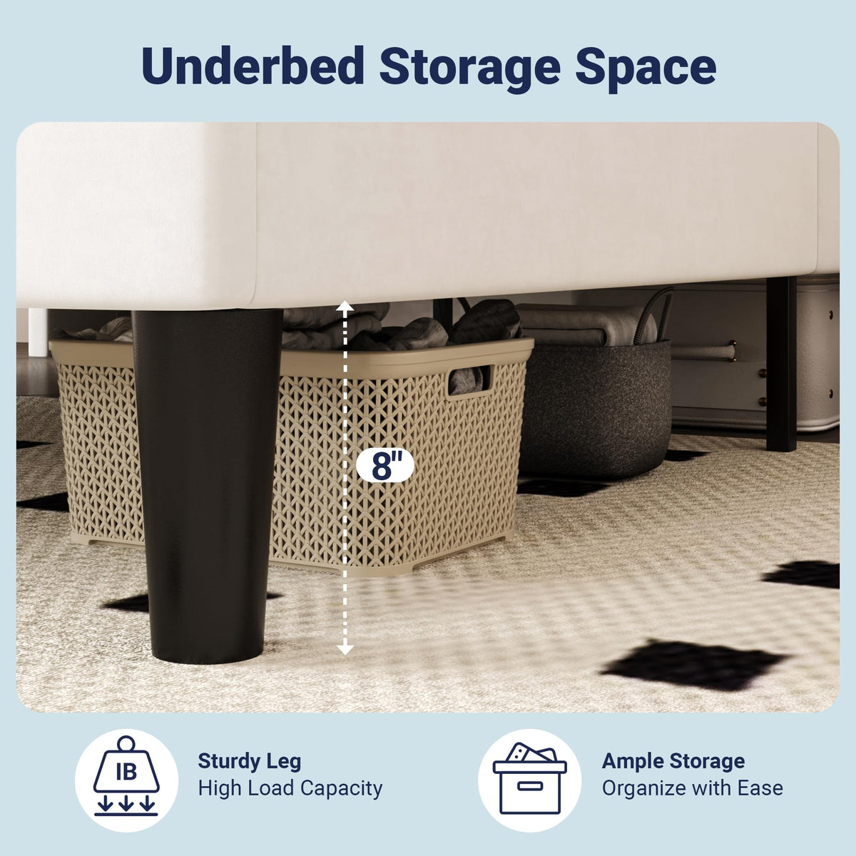 Queen Bed Frame with Storage Headboard and Charging Station L9518