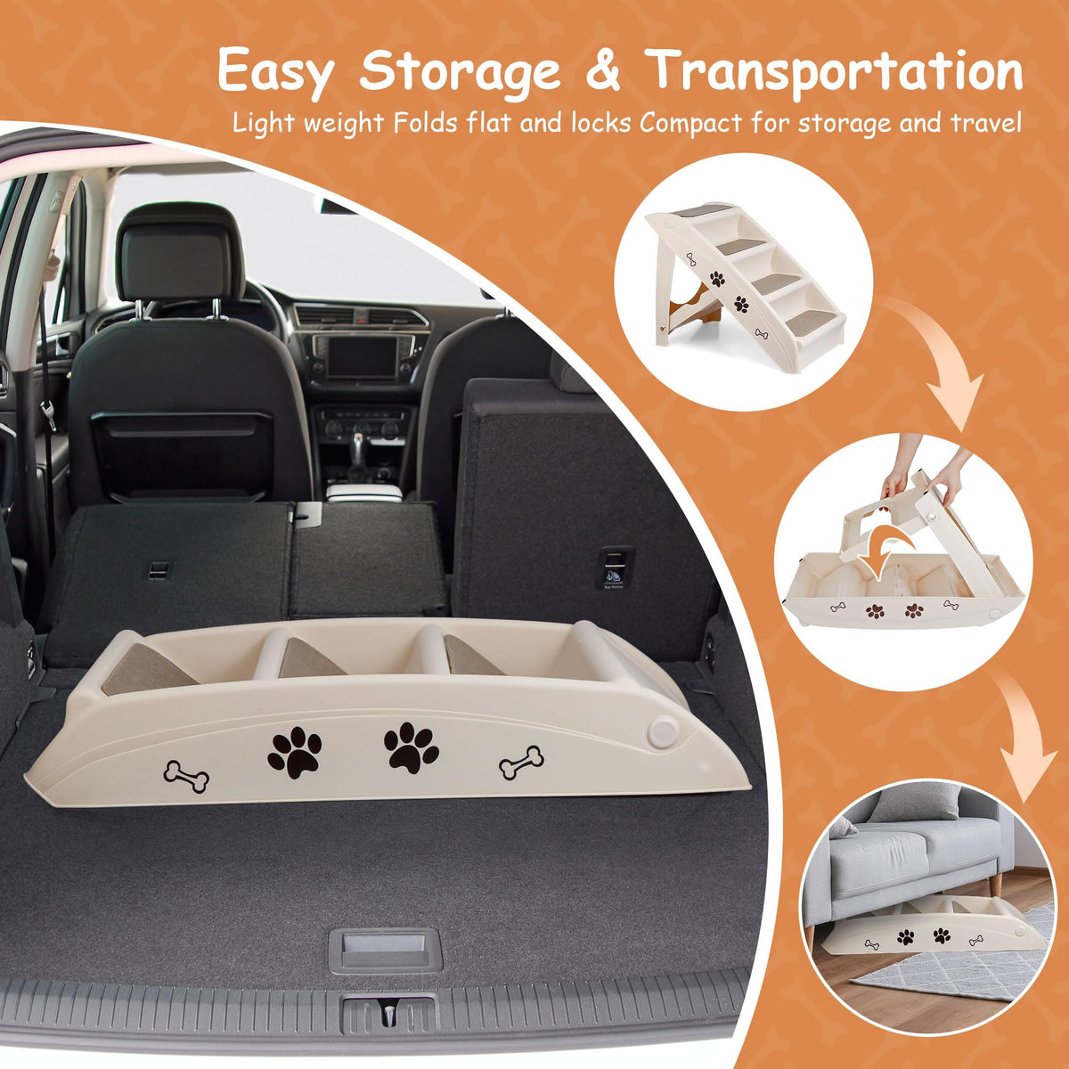 4-Step Non-Slip Dog Stairs J735