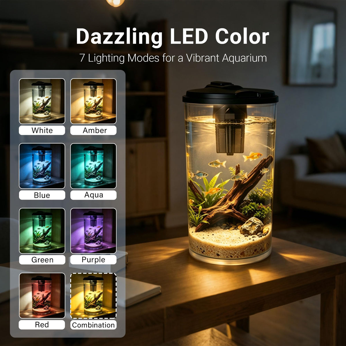6-Gallon Aquarium Kit with LED Lighting and Power Filter A19162