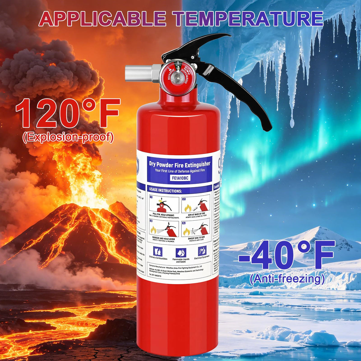 2 Pack 2.5 lb ABC Dry Chemical Fire Extinguishers V5840