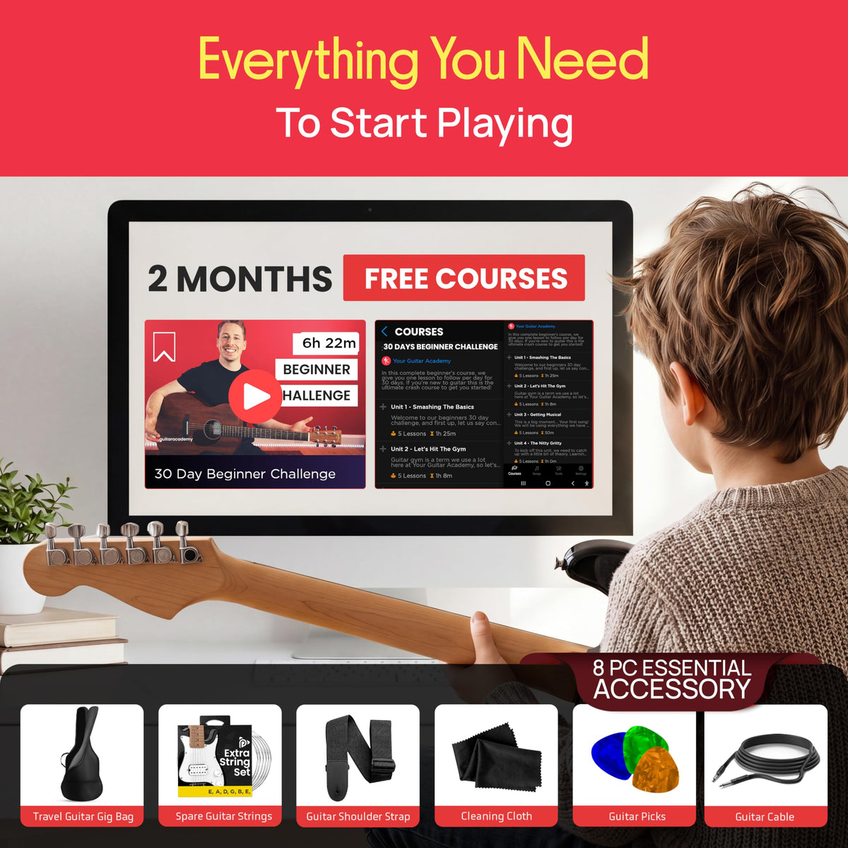 Kids Electric Guitar Starter Kit with Amplifier Z946212