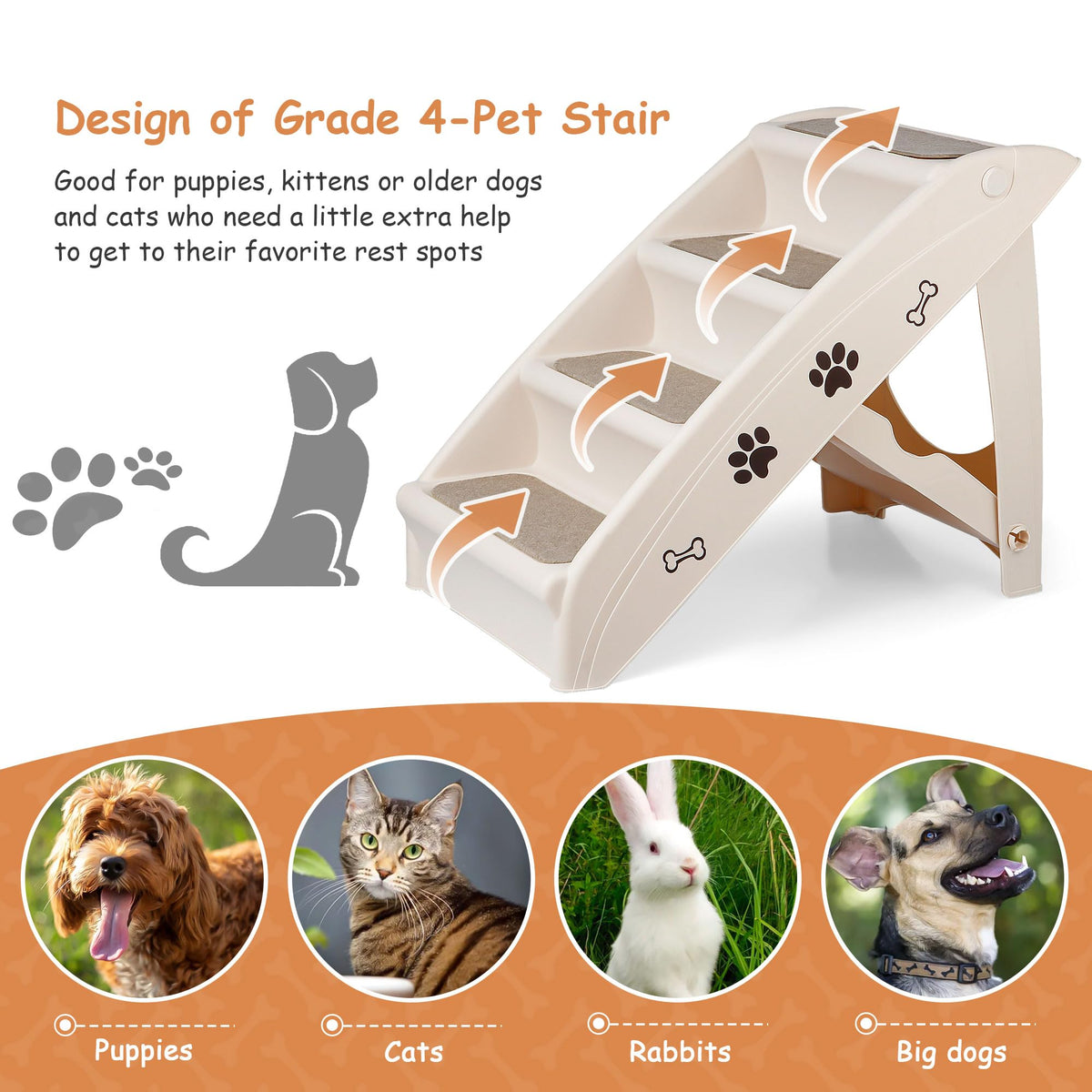 4-Step Non-Slip Dog Stairs J735