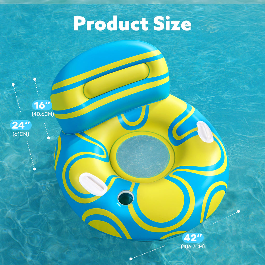 Blue Yellow Inflatable Pool Float Lounger K849