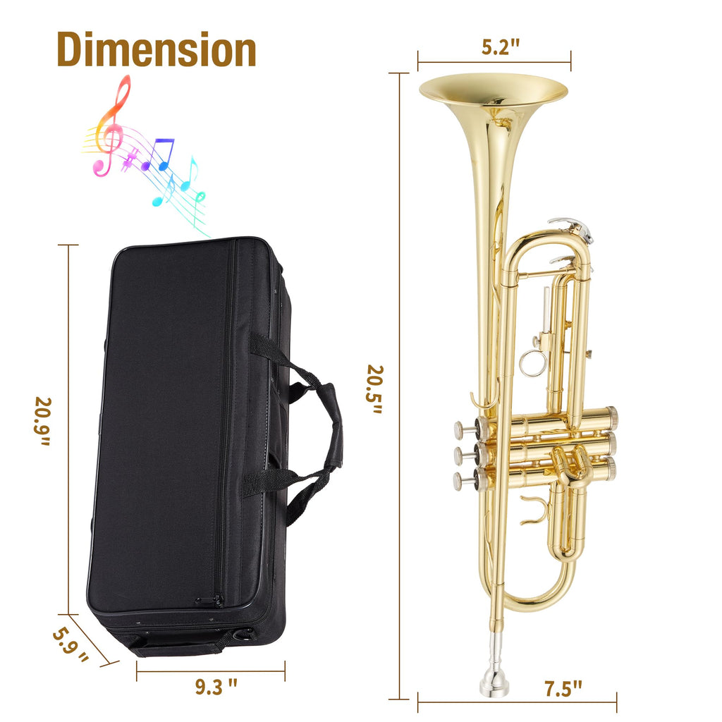 Gold Lacquer Brass Trumpet with Case and Mouthpiece G8017