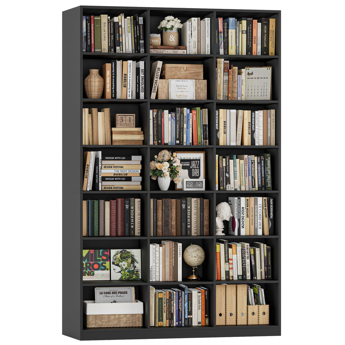 86" Triple Wide Black Bookshelf and Bookcase G14024