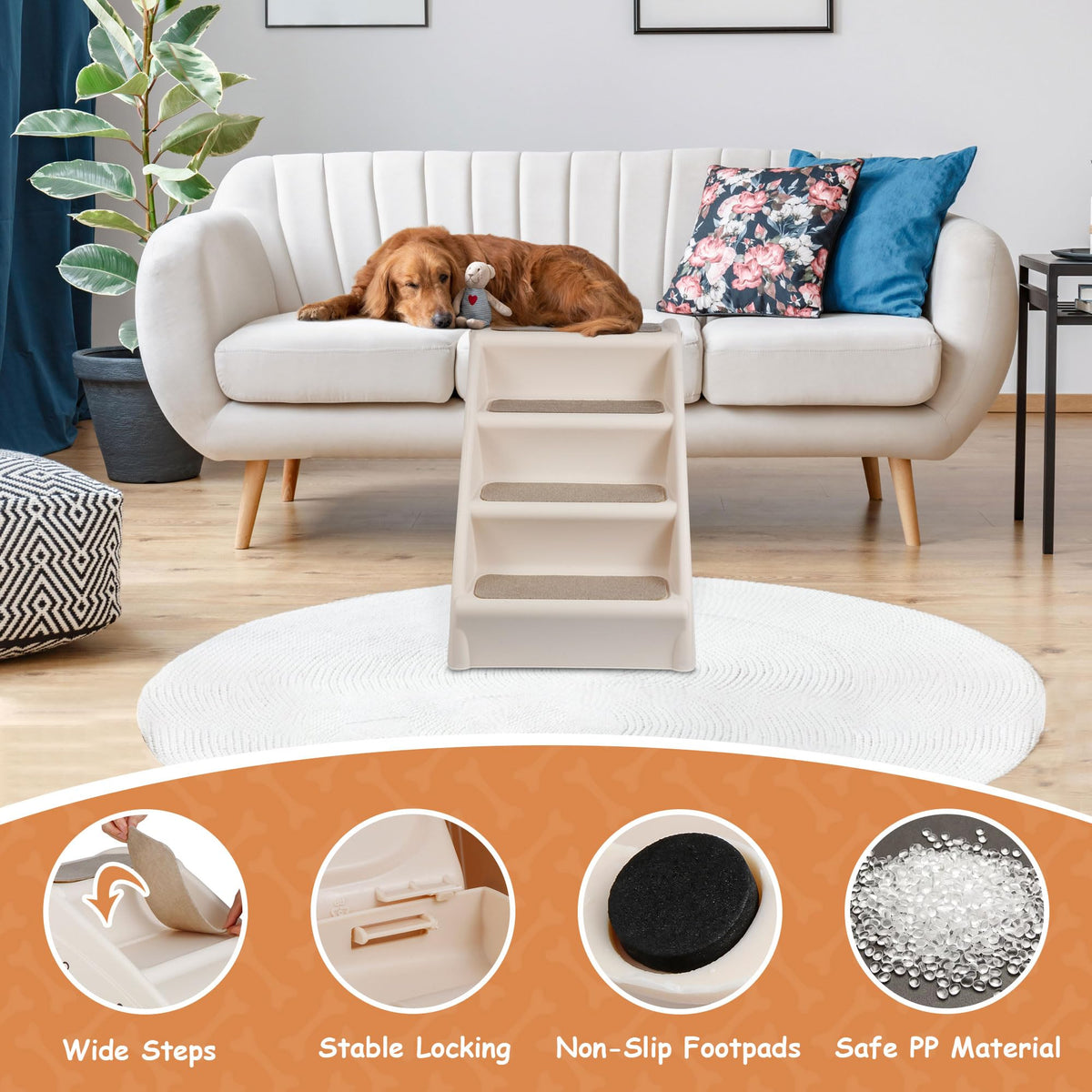 4-Step Non-Slip Dog Stairs J735