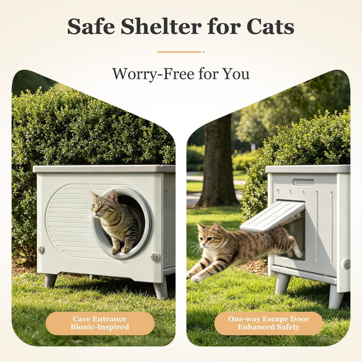 Weatherproof Elevated Outdoor Cat House with Cushion L47343