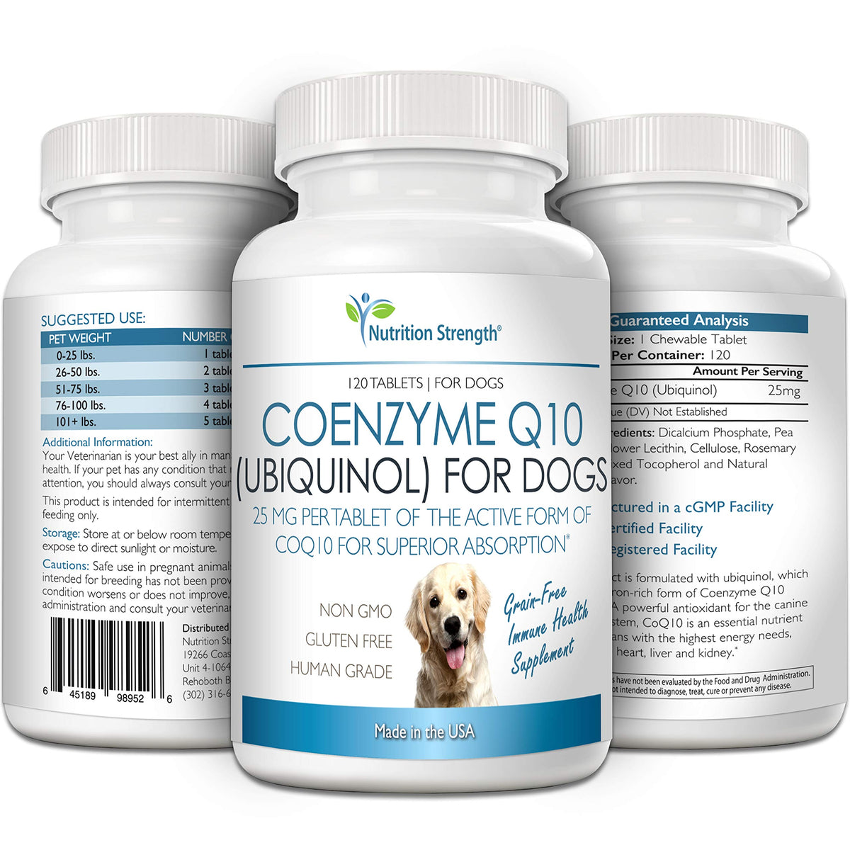 Coenzyme Q10 for Dogs Grain-Free Supplement, 120 Chewable Tablets W24920