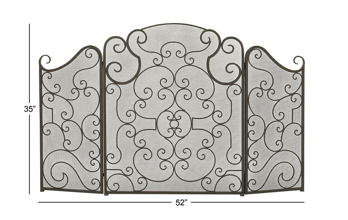 Metal 3 Panel Fireplace Screen K9157