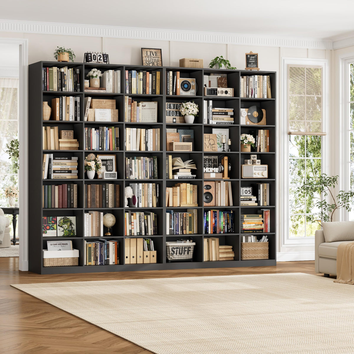 86" Triple Wide Black Bookshelf and Bookcase G14024