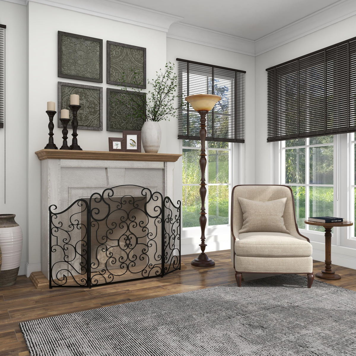 Metal 3 Panel Fireplace Screen K9157
